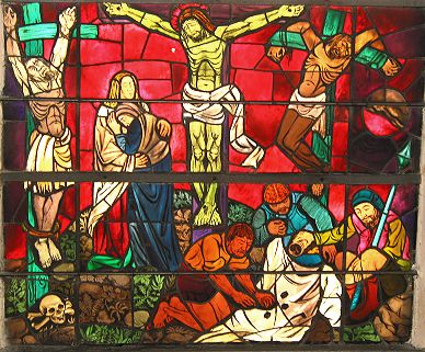 Glasfenster "Die Kreuzigung Jesu" in der Hospitalkirche